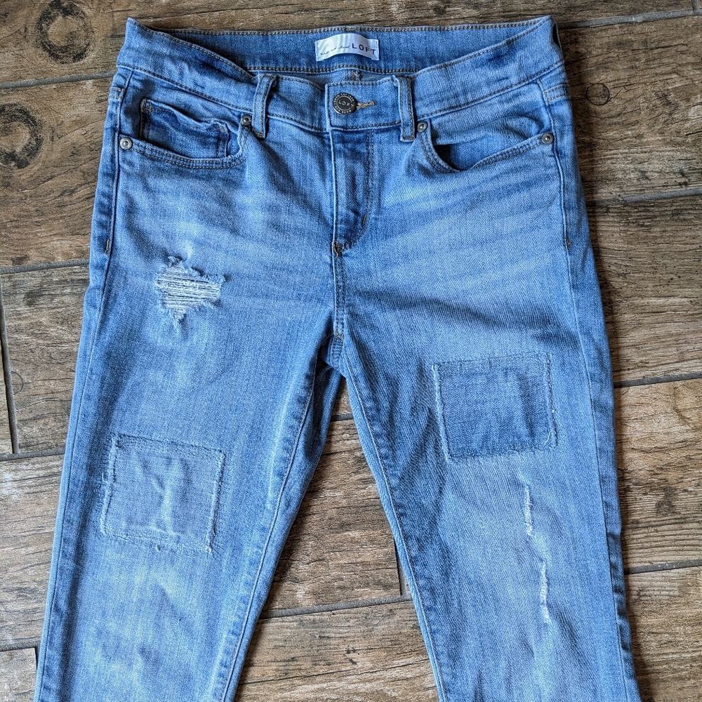 LOFT Patchwork Skinny Jeans